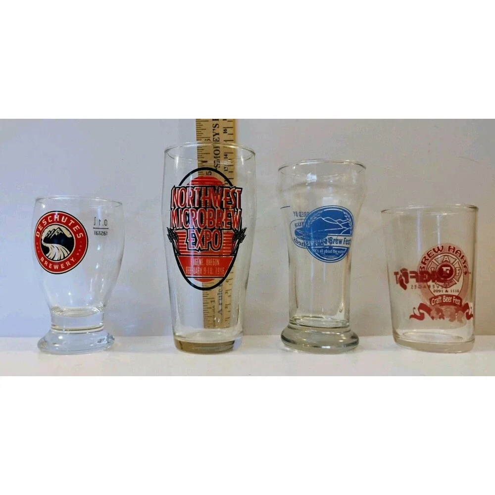 Vtg Pacific Northwest Craft Beer Festival Taster Glasses Lot Set of 4 Deschutes
